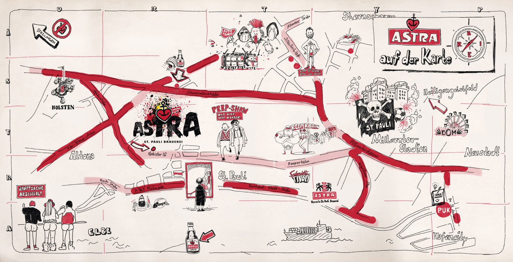 Wo's lang geht: Adresse Astra St.Pauli Brauerei.