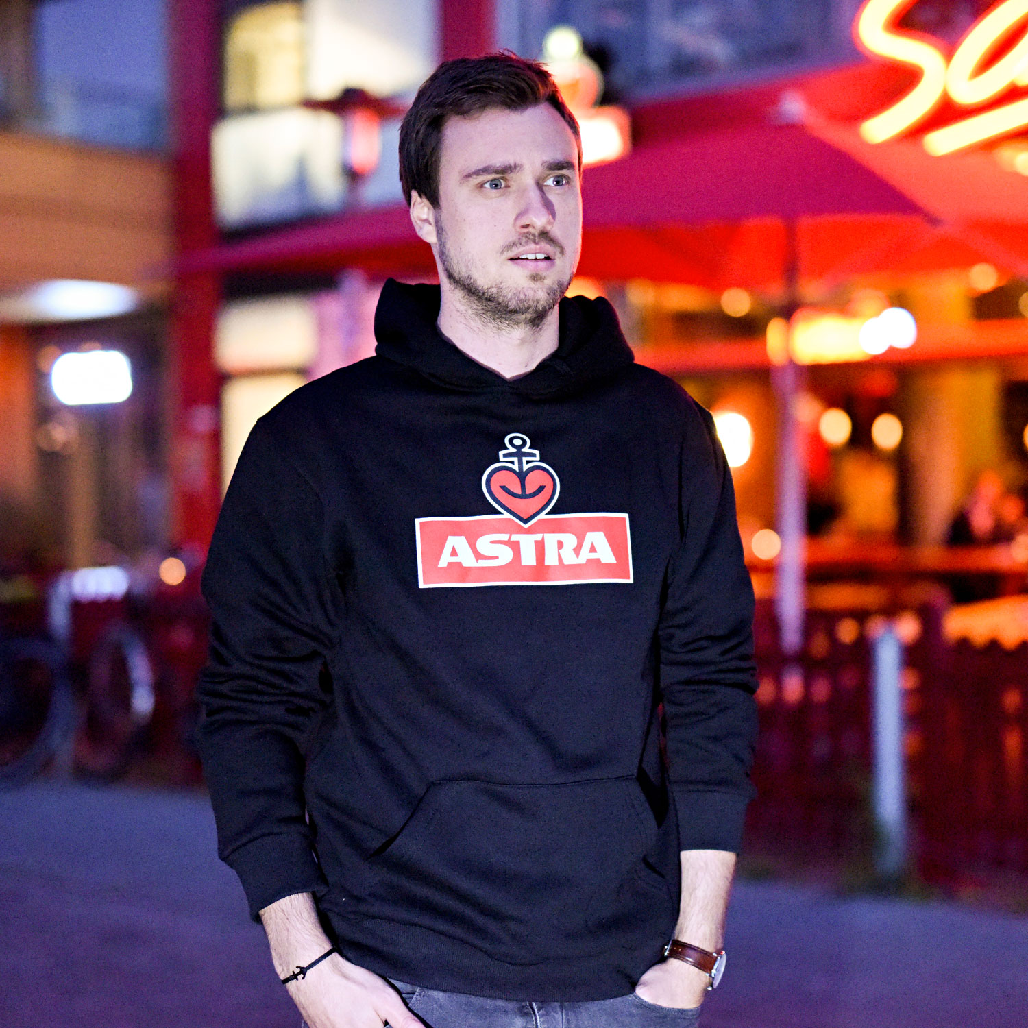 Hooded Sweater Astra Unisex schwarz Astra Shop