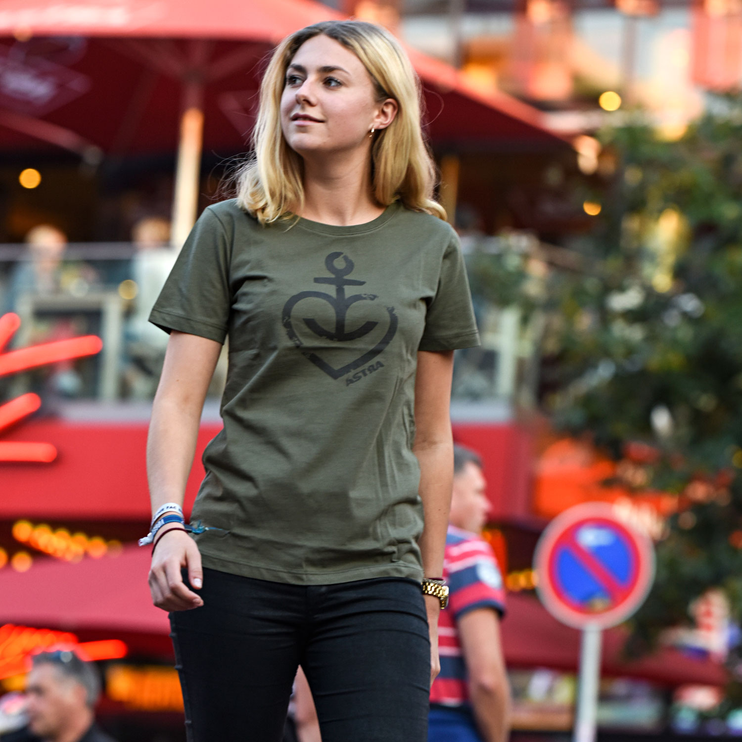 Damen T-Shirt „Herzanker“, oliv