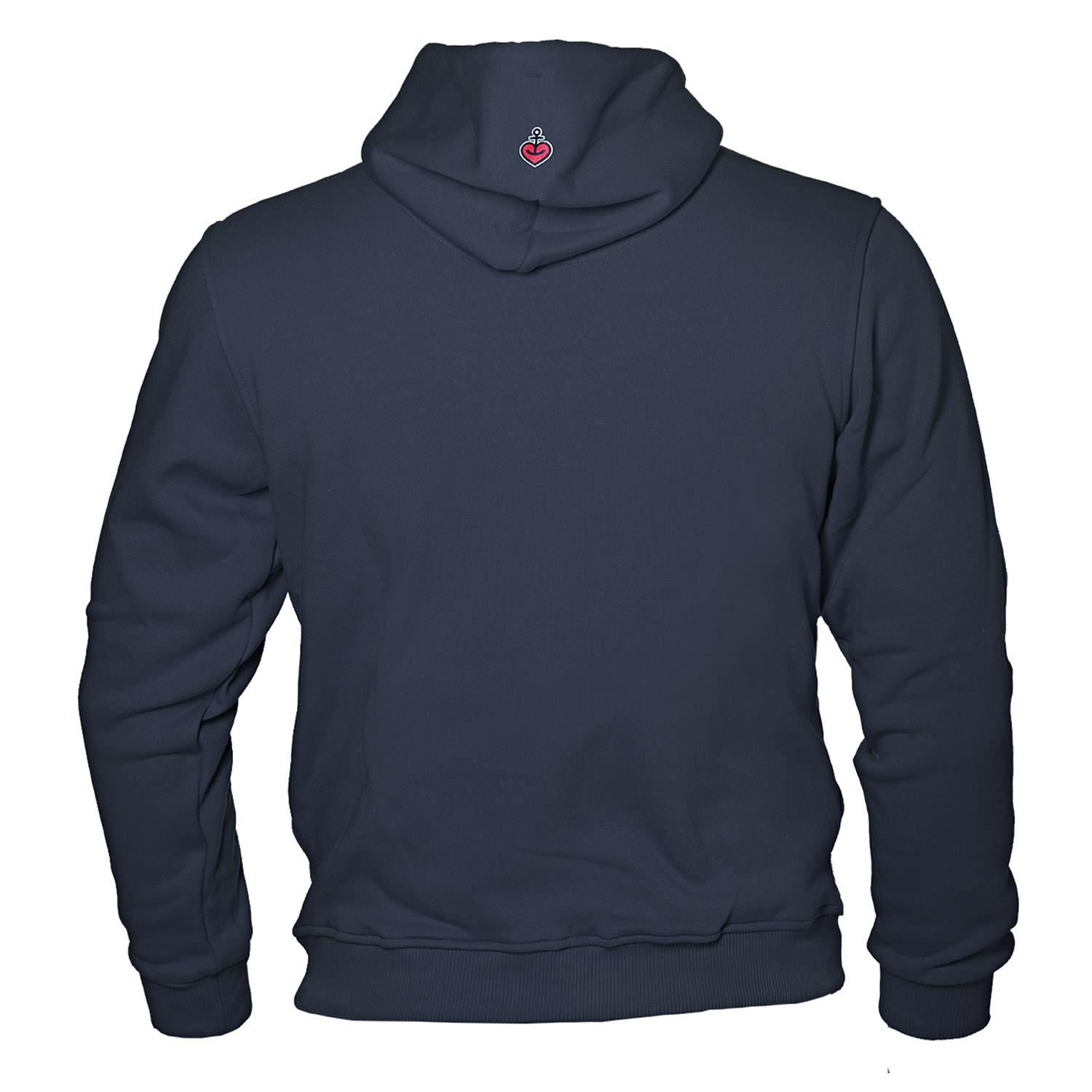 Hooded Sweater „Herzanker“ (Weiss) Unisex, Navy-Blau